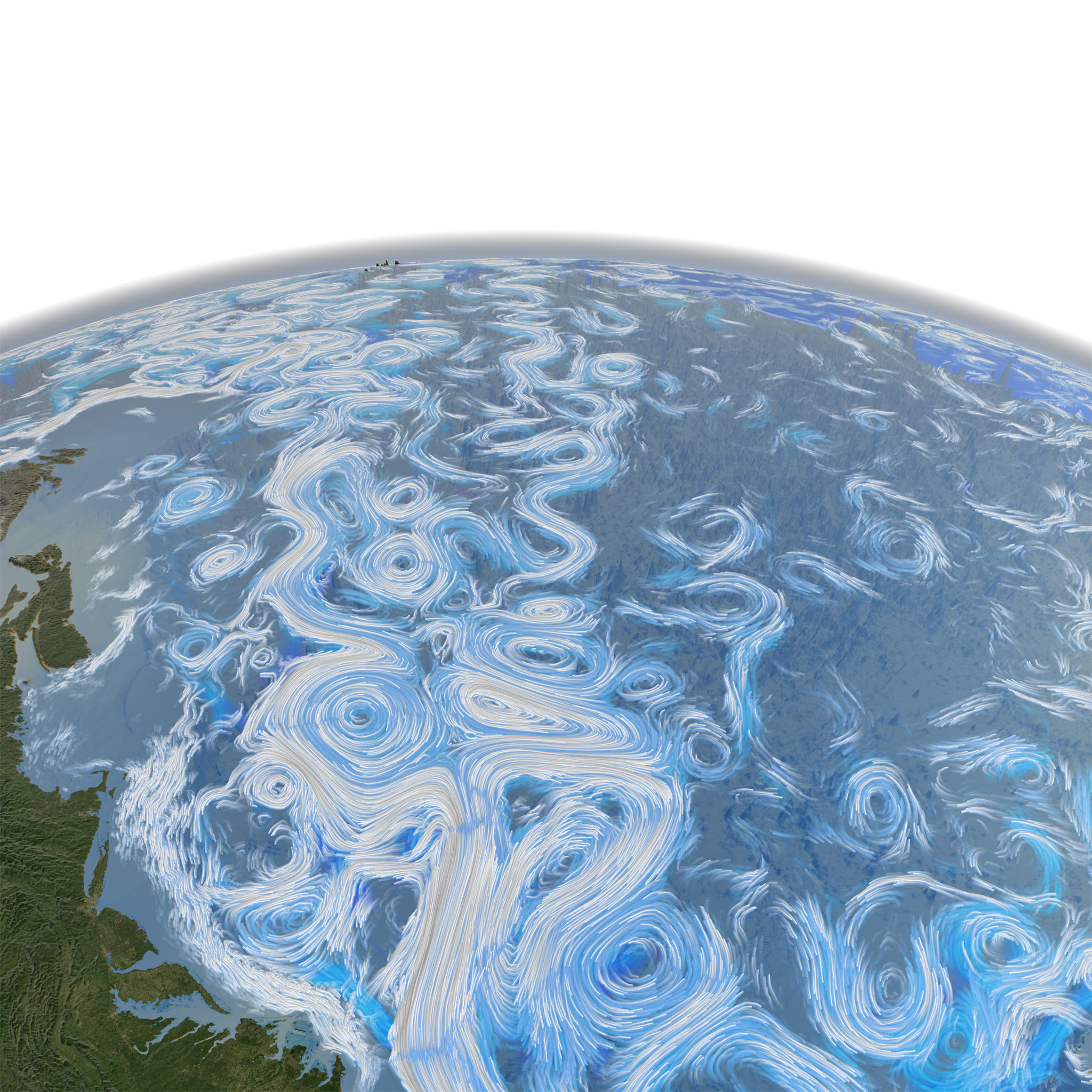 Still image layer rendered for the Dynamic Earth movie poster showing the Gulf Stream flowing from the East Coast of the US off into the North Atlantic