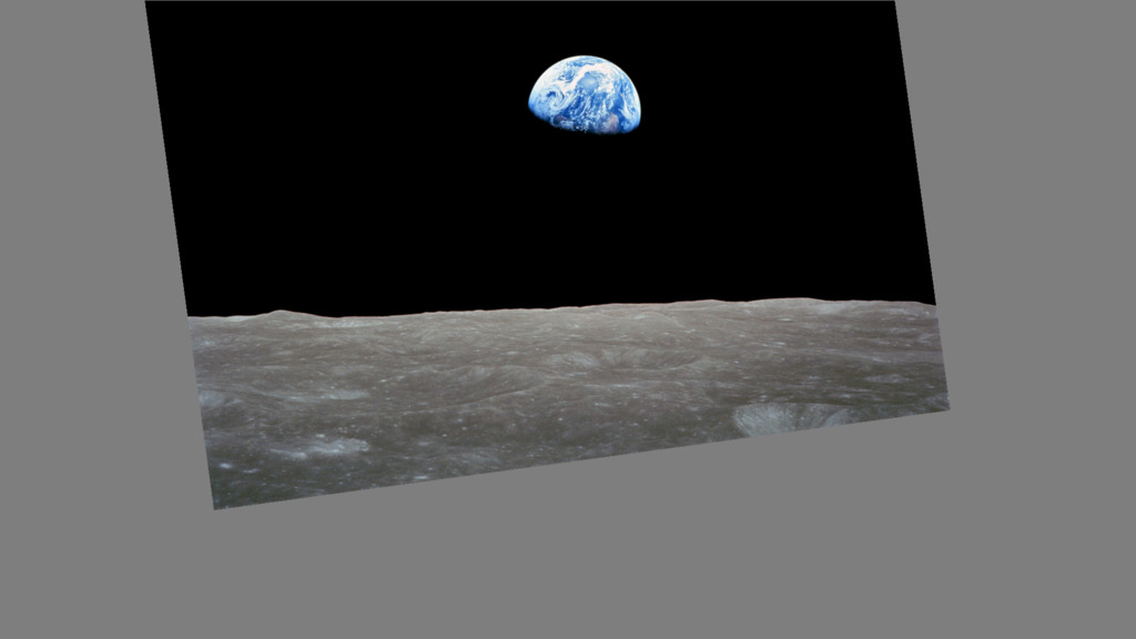 The first color Earthrise photograph taken by the Apollo 8 crew, rotated and scaled to match the simulation, with alpha channel. The second image is the clock overlay.