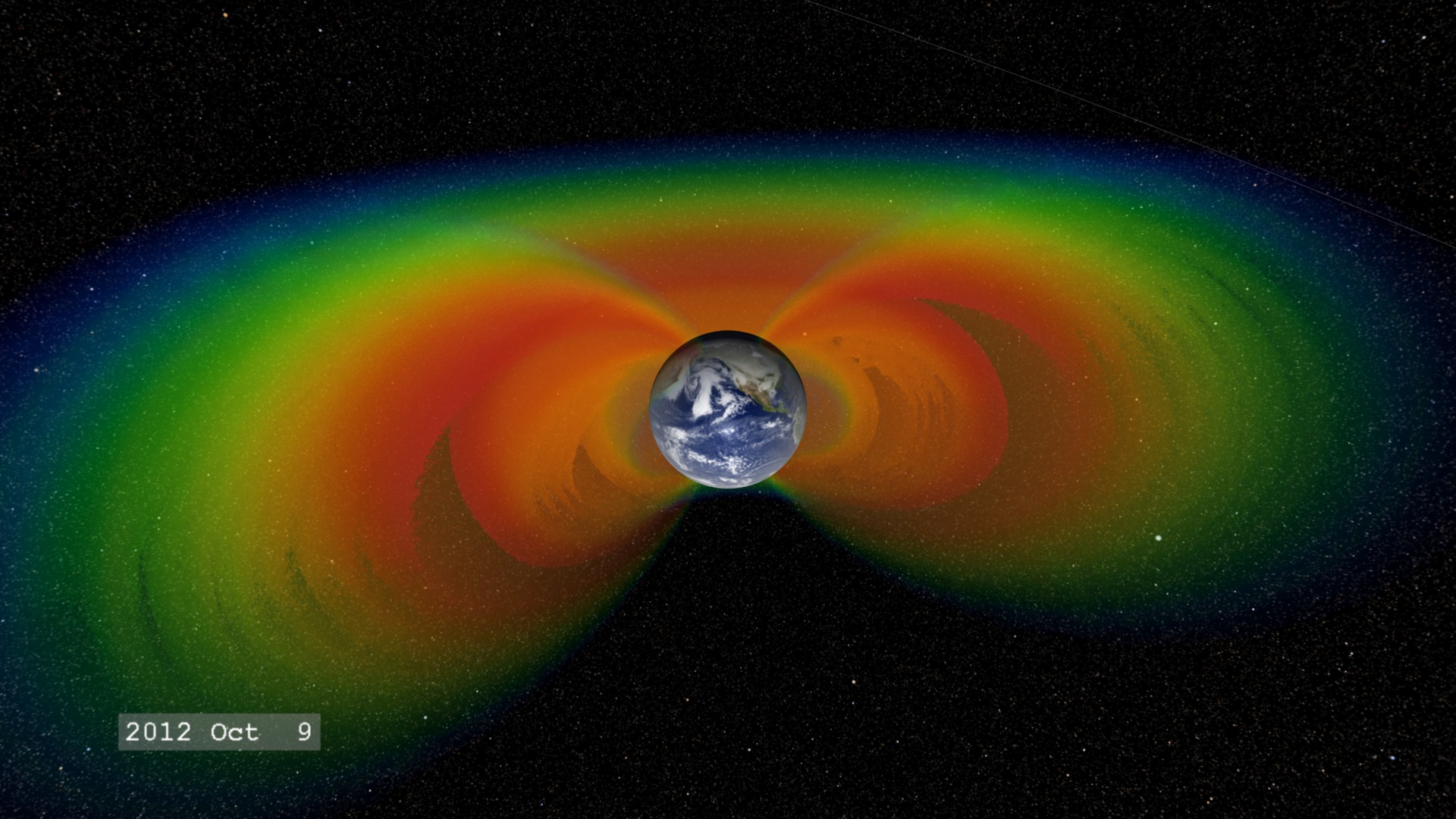 A cross-section view of the Earth's radiation belts.