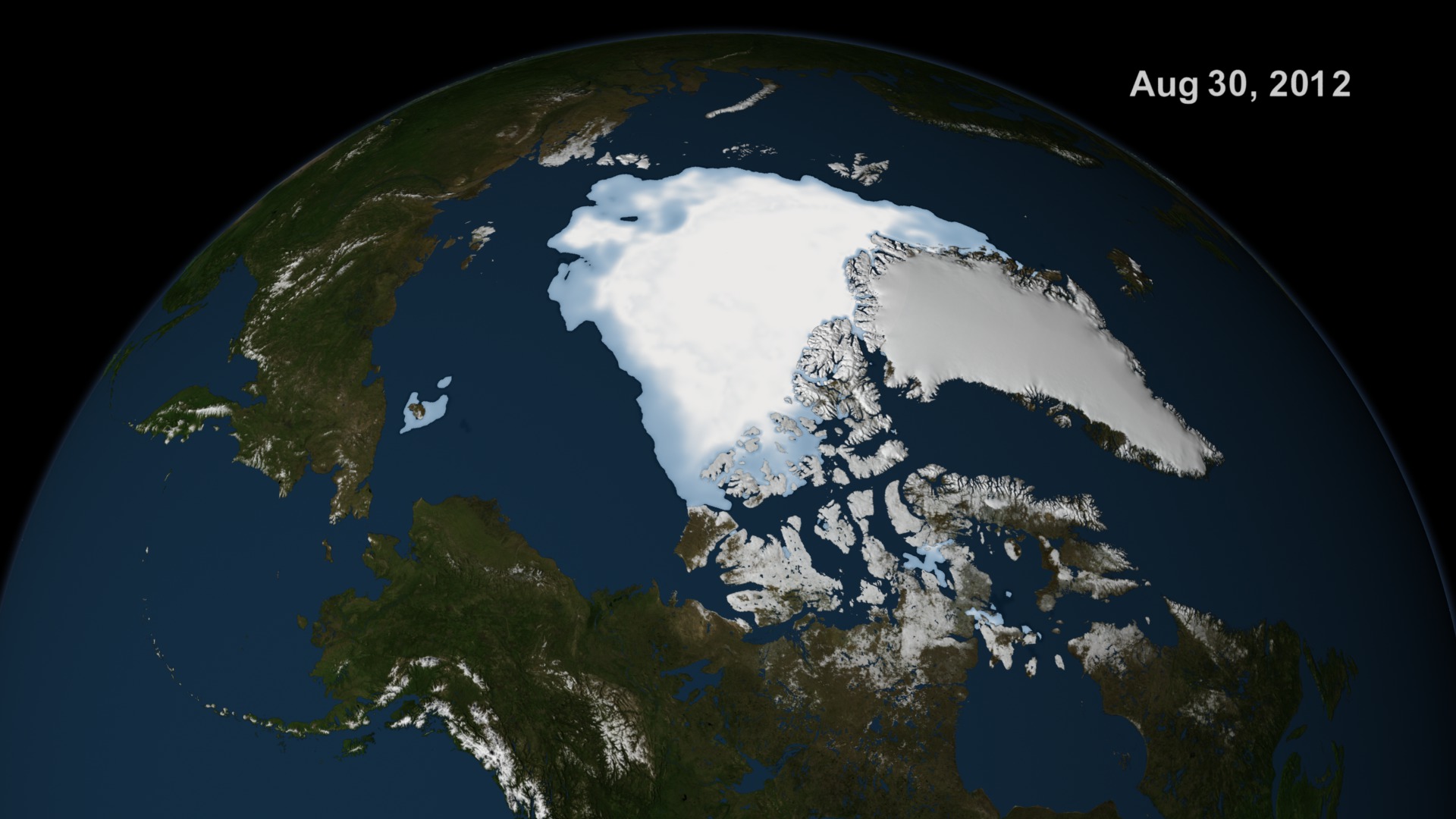 This animation shows the daily Arctic sea ice from August 1, 2012 through September 13,2012.