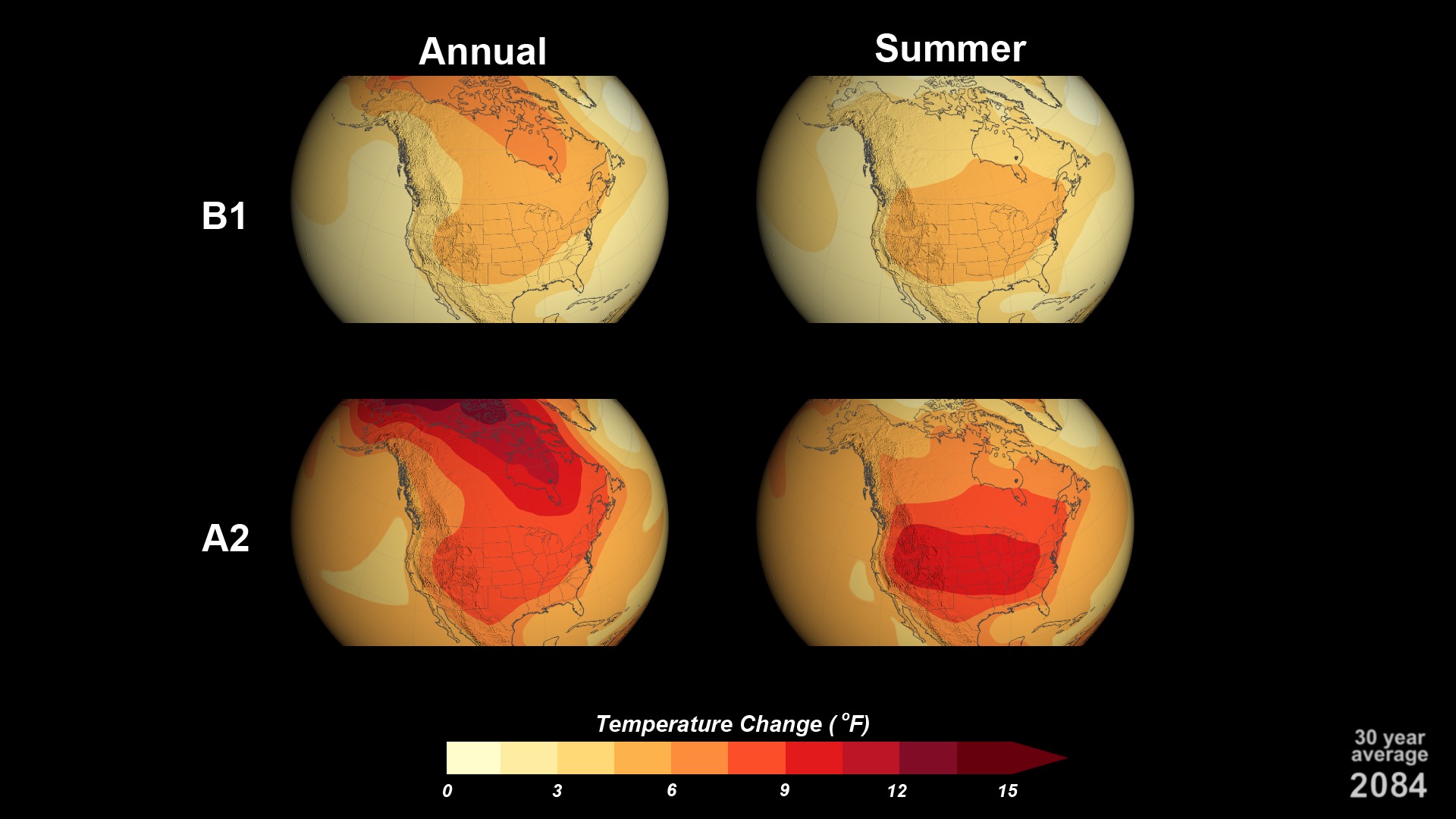 Mosaic of annual and summer temperature visualizations