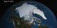 The full composited animation of the Arctic sea ice between May and August, 2013 with the date overlay and the star background.