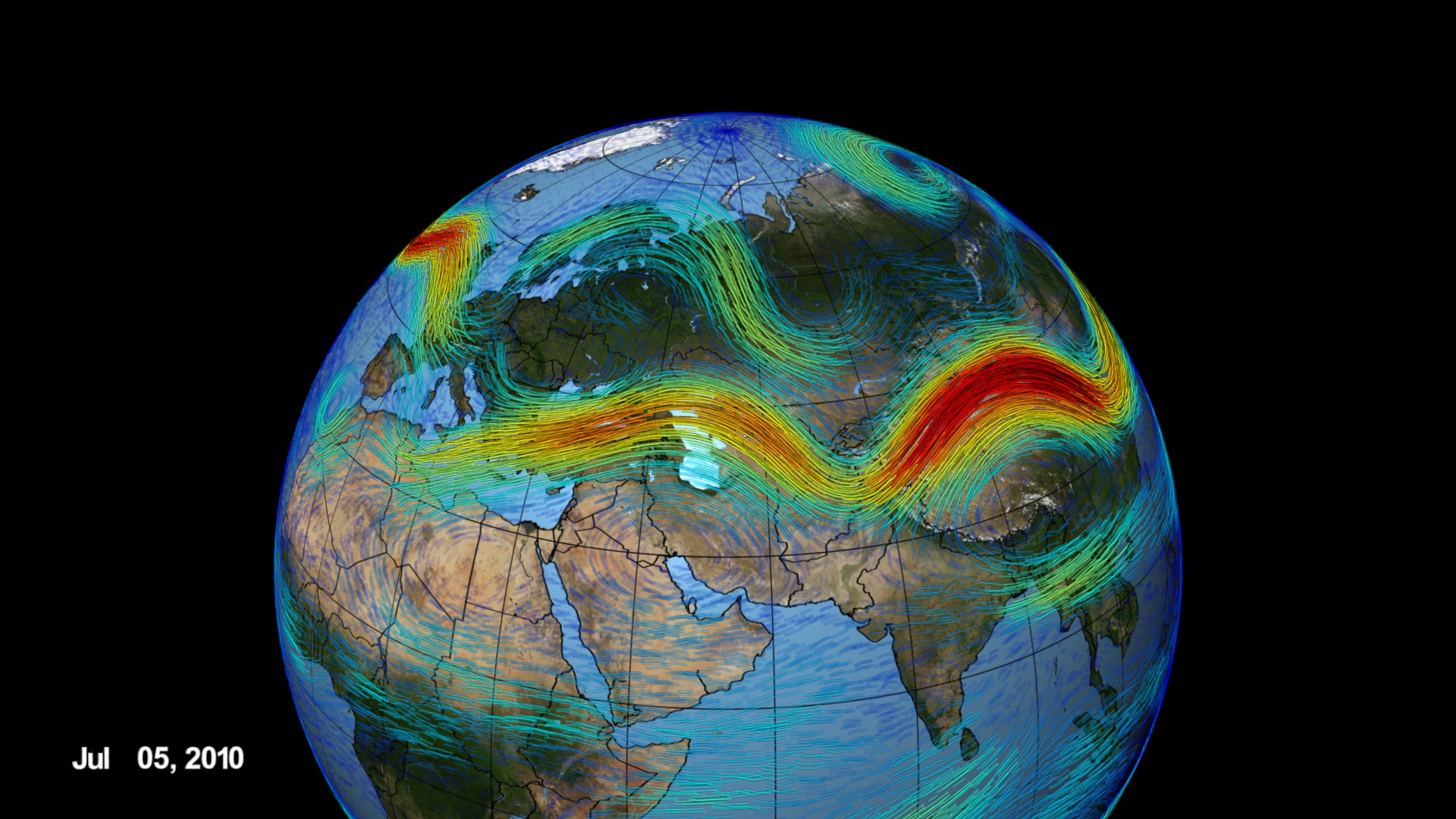 Jet stream over Asia, 2010