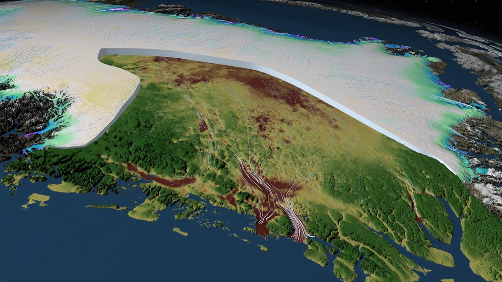 This short segment presented as a SIGGRAPH Daily at SIGGRAPH 2014 in Vancouver, Canada is a subset of a longer narrated animation.  The animation shows the accumulated change in the elevation of the Greenland ice sheet between 2003 and 2012. 