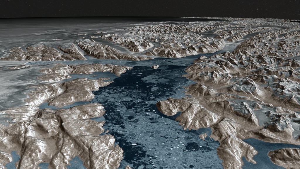An animation up the Greenland's Sermilik Fjord to the calving front of the Helheim Glacier, showing the glacier front's change between 2000 to 2013This video is also available on our YouTube channel.