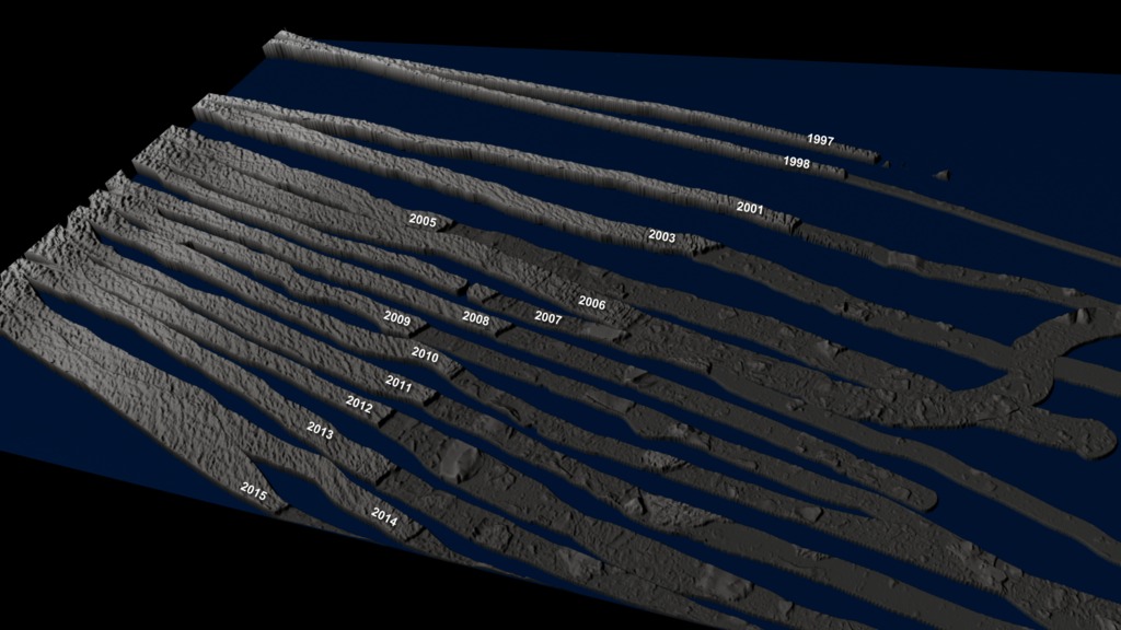 Preview Image for Operation IceBridge Tracks over the Helheim Glacier in Greenland
