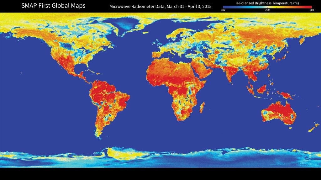 This is one of the first maps that has been prepared using data from NASA's Soil Moisture Active Passive (SMAP) mission. The SMAP mission produces high-resolution maps of global soil moisture and detects whether soils are frozen or thawed. For more information on this map, click here.