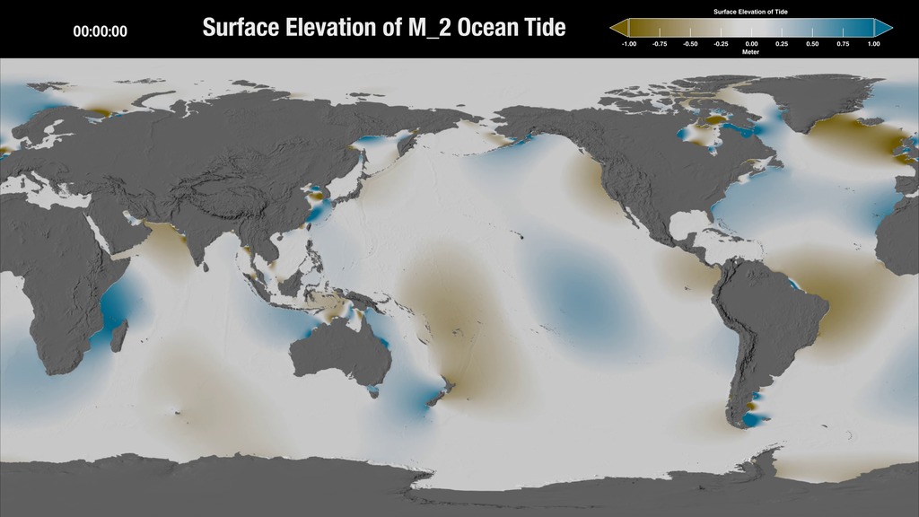 The animation of ocean tide displacement. 
