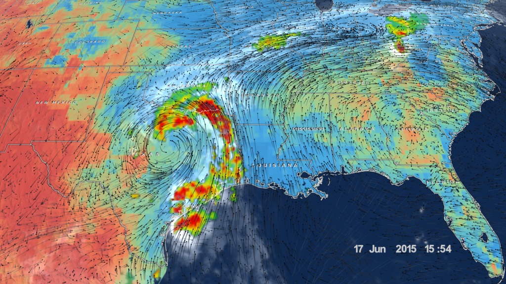 Before Tropical Storm Bill made landfall over Texas, eastern Texas experienced several days of rain that began flooding areas to the south east and northern parts of the state. As Tropical Storm Bill moved northward through Texas it is hypothesized that it fed off the highly saturated ground (as if it were still over the ocean) and can be seen slightly intensifying (via winds) as it moved into Oklahoma and progressed to the northeast.