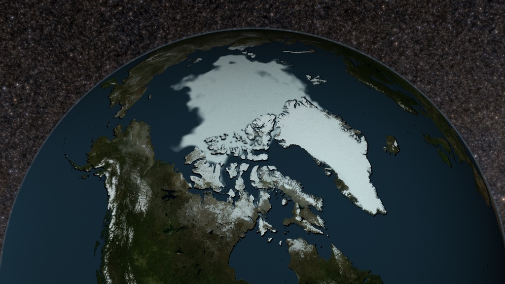 The annual minimum Arctic sea ice from 1979-2017.