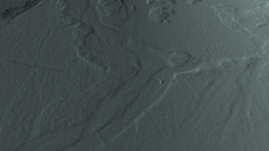 This animation is a coregistered digital elevation map of Kennicott glacier, Alaska. As with the above visualization, the camera starts in the south and moves northward along the length of the glacier.