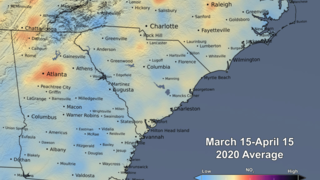 Animated Gif -tropospheric NO2 from March 15-April 15 time series in southeastern US.