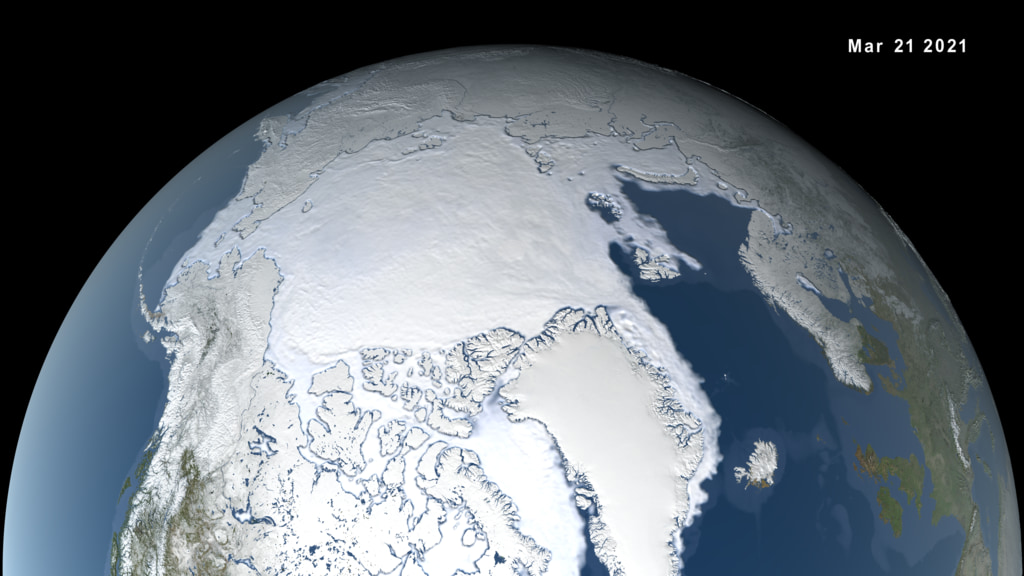 2021 Arctic Sea Ice Maximum Extent, Animation, With Dates