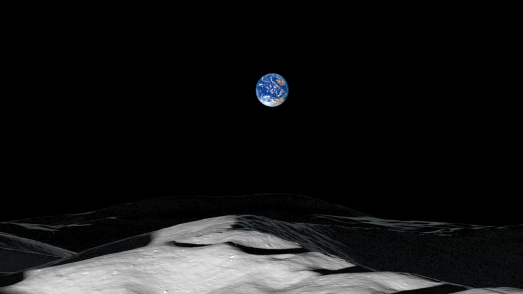 SVS: Earth and Sun from the Moon's South Pole