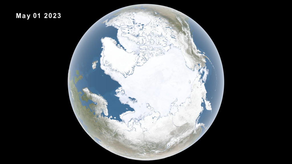 2023 Arctic daily sea ice with date