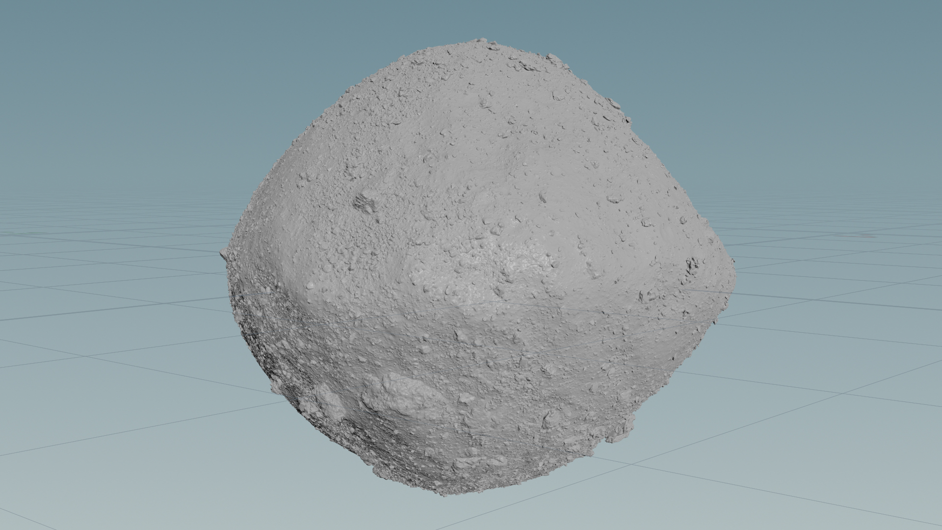 Global Bennu 3D model - OLA v21 PTM - 17.9M polygonsThis model was used in and described by Seabrook et al. (2022). This model used a Poisson reconstruction method (Kazhdan et al., 2020), a technique that better captures the undersides and complex geometries of boulders on Bennu.This model is available in OBJ and glTF (glb) formats.  Right click the desired format link below and select “Save Link As…” to download the model. OBJ (815.9 MB)GLB (321.6 MB)