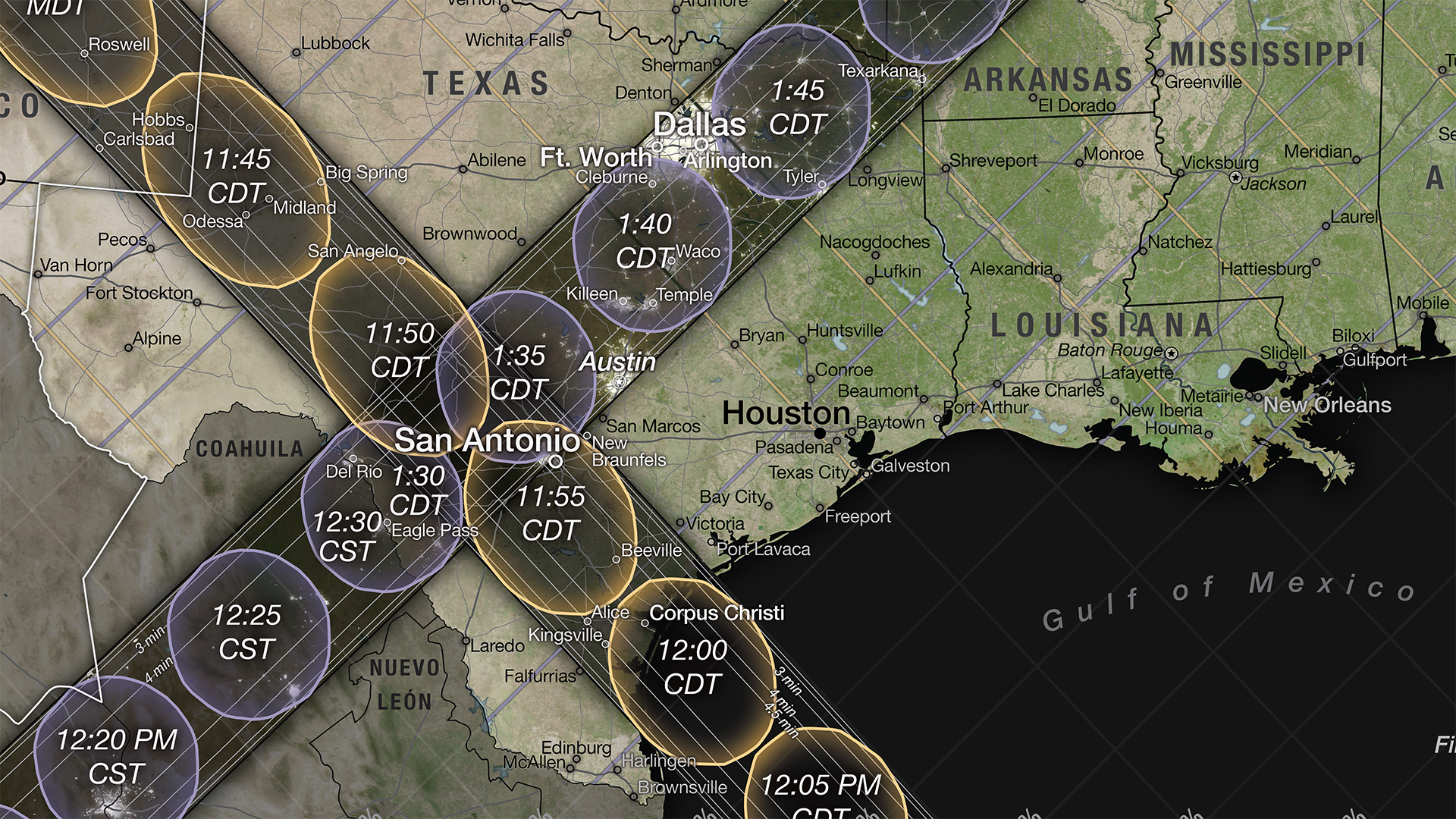 Watch a close-up tour of the new 2023 and 2024 solar eclipse map. Map Credits: Michala Garrison and the Scientific Visualization Studio (SVS), in collaboration with the NASA Heliophysics Activation Team (NASA HEAT), part of NASA’s Science Activation portfolio; eclipse calculations by Ernie Wright, NASA Goddard Space Flight Center