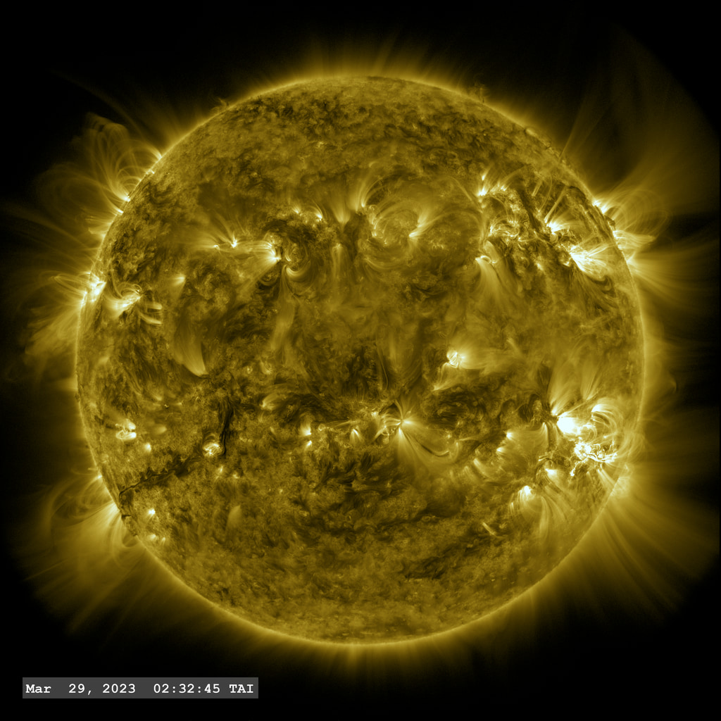 Active Region 13256 (lower right of solar disk) fires off an X1.2 flare in this view from SDO/AIA filter 171 angstroms.