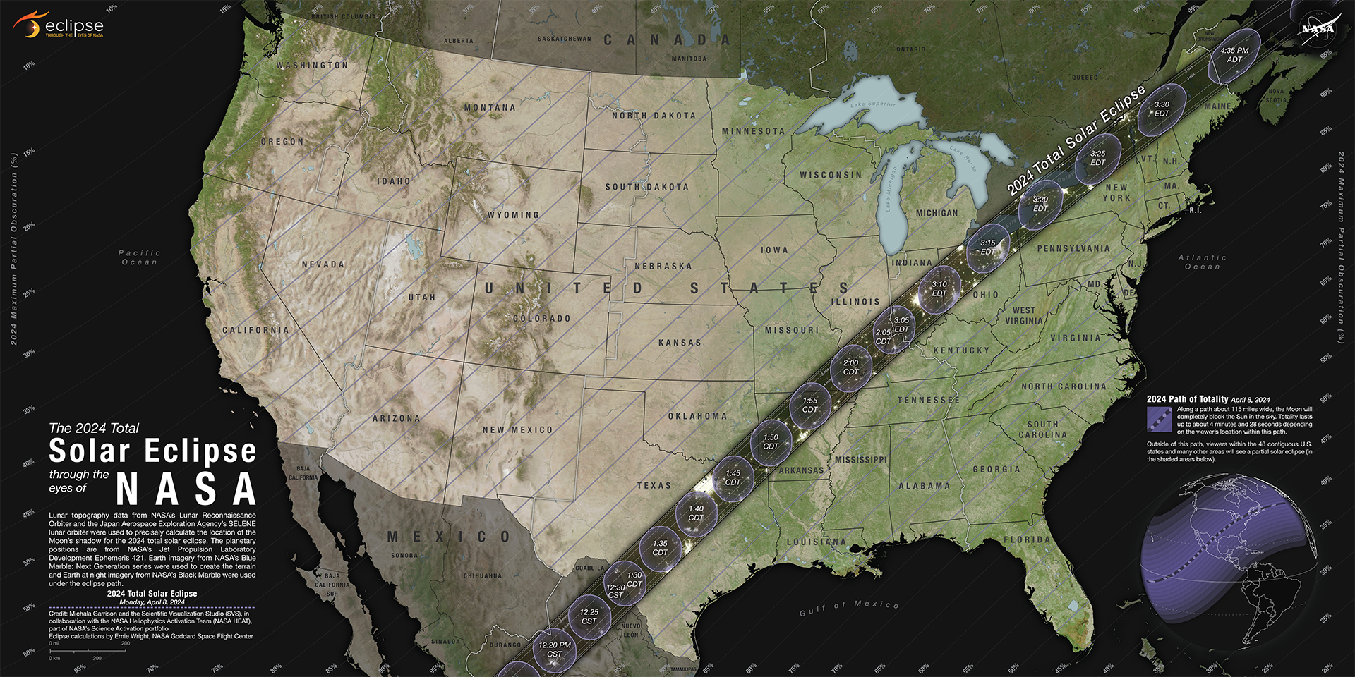 Track of solar eclipse, courtesy of NASA