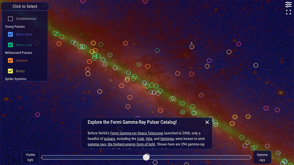 Direct link to Worldwide Telescope Gamma Ray Pulsar interactive.