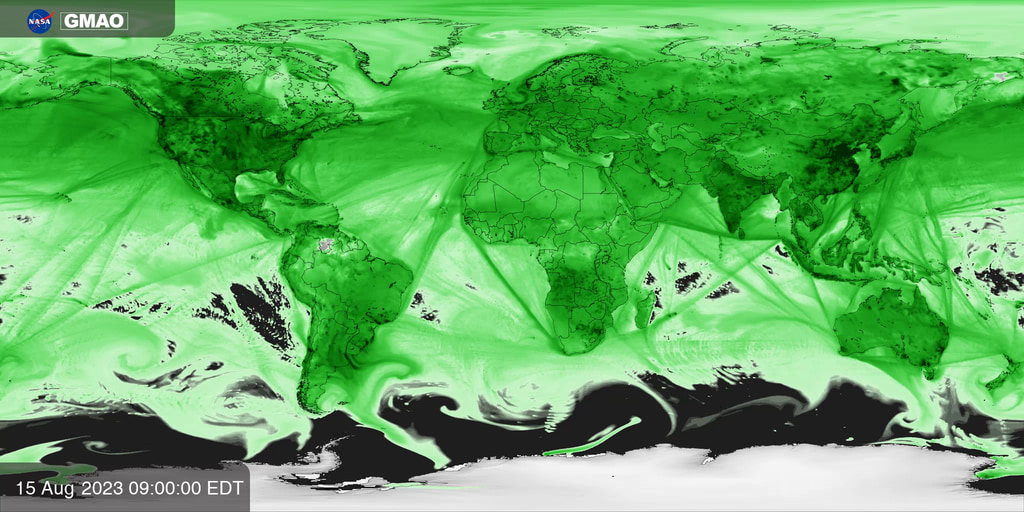 Near surface concentration of Nitrogen Oxides (NOx) estimated from concentrations of nitrogen oxide and nitrogen dioxide produced by sNASA’s GEOS-CF model.