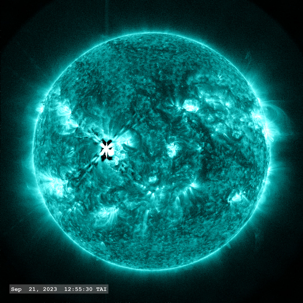 Active Region AR13435 launches another M-class flare (M8.7) as it approaches the center of the solar disk in this view from the SDO/AIA 131A filter.  The point-spread function correction (PSF) has been applied to all this imagery.
