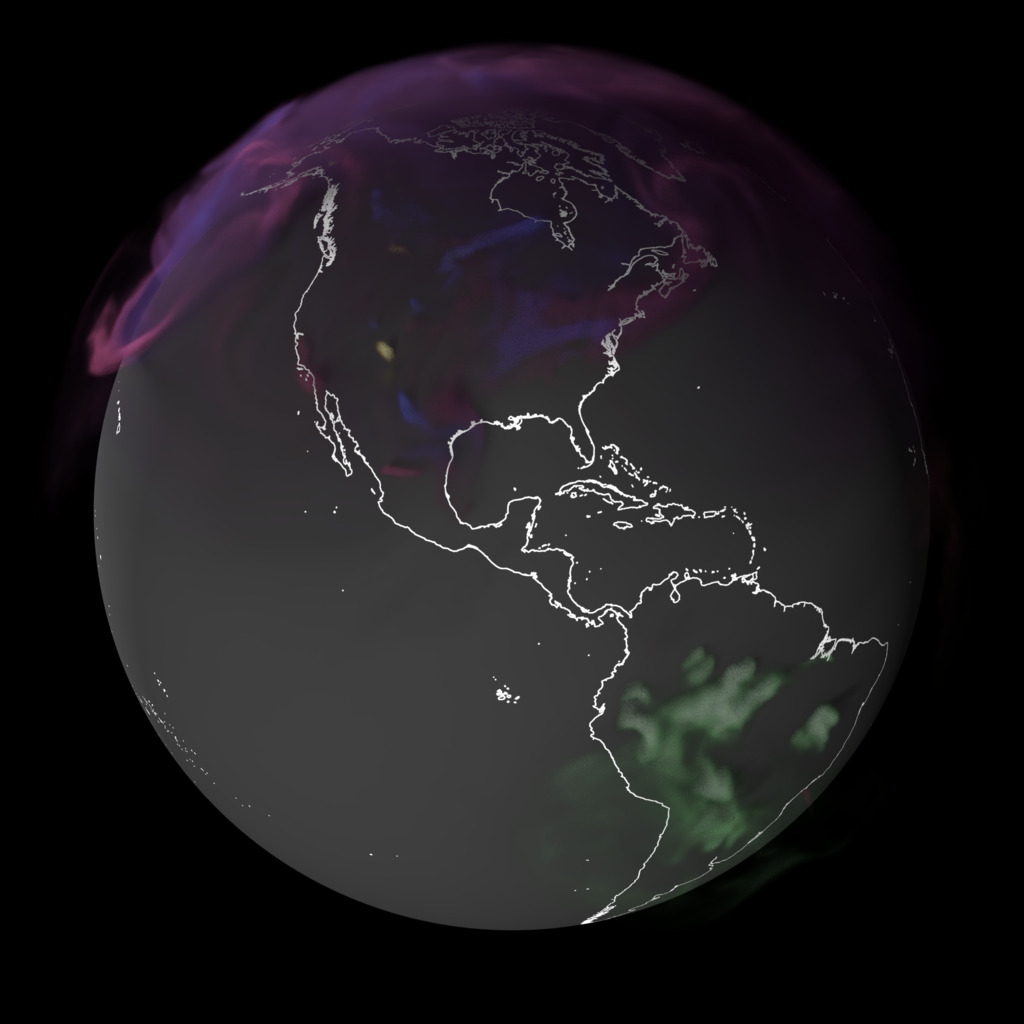 This view highlights Methane (CH4) sources over North and South America during 2021.