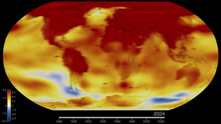 Earth’s average surface temperature in 2024 was the warmest on record, according to an analysis led by NASA scientists. 
Global temperatures in 2024 were 2.30 degrees Fahrenheit (1.28 degrees Celsius) above the agency’s 20th-century baseline (1951-1980), which tops the record set in 2023. The new record comes after 15 consecutive months (June 2023 through August 2024) of monthly temperature records — an unprecedented heat streak.