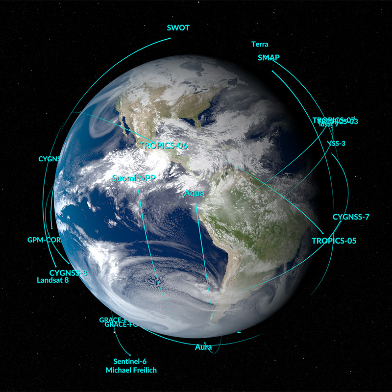 This animation shows the orbits of NASA's fleet of Earth-observing missions as of January 2024. For more than fifty years, NASA missions have studied the Earth. The current fleet of satellites and sensors provide up-to-date information about Earth’s oceans, freshwater, land, and air on a global scale. The publicly available data collected from Earth-observing missions allows us to understand how Earth’s dynamic systems interact.