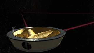This animation shows the perspective of one of the LISA spacecraft. 