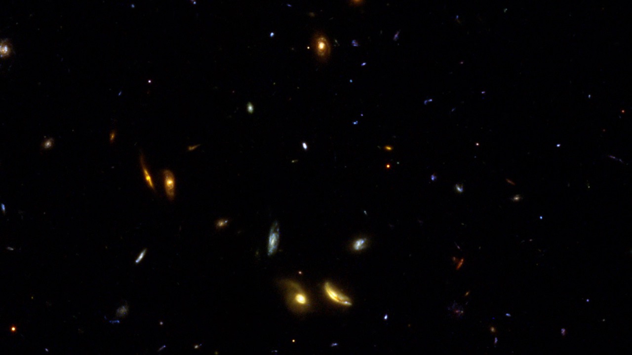 This is a computer-generated flight through more than 10,000 real galaxies.