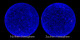 This all-sky movie shows Fermi LAT counts of gamma rays with energies greater than 300 million electron volts from August 4 to October 30, 2008. Brighter colors indicate brighter gamma-ray sources. The circles show the northern (left) and southern galactic sky. Their edges lie along the plane of our galaxy, the Milky Way.