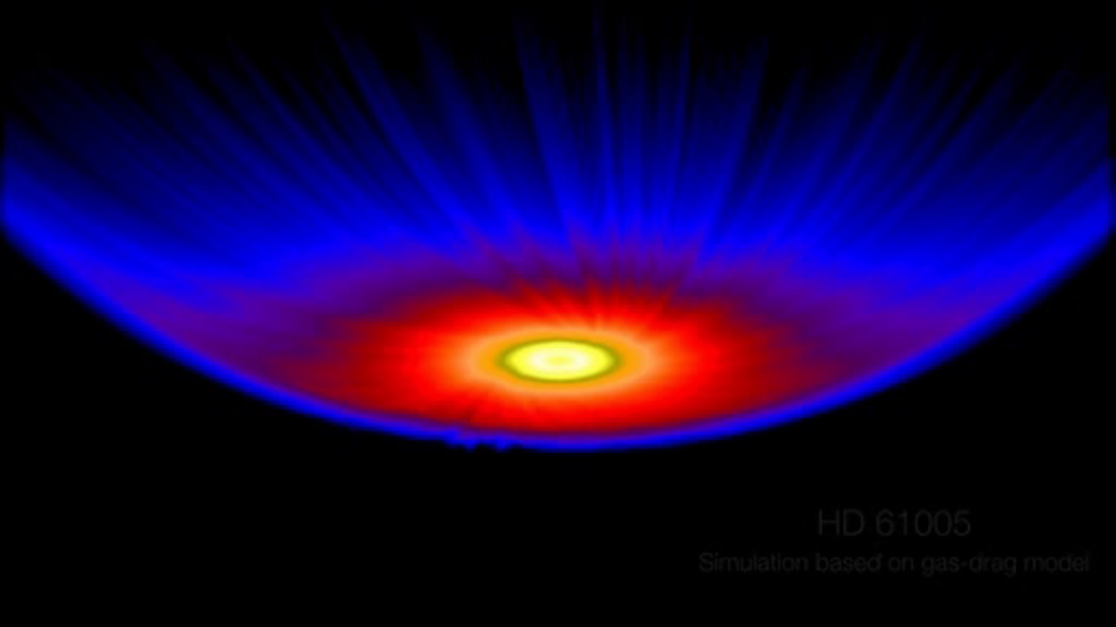 A new model of oddly shaped debris disks around stars incorporates the drag effect from interstellar gas on the disk's outermost small particles. The force only affects the smallest particles — those about one micrometer across, or about the size of particles in smoke.