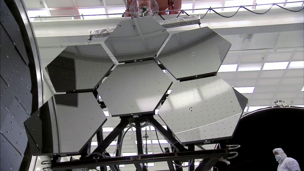 Video showing JWST primary mirror segments being prepared for cryogenic testing at NASA Marshall Space Flight Center in January, 2010. Total Run Time: 1:30