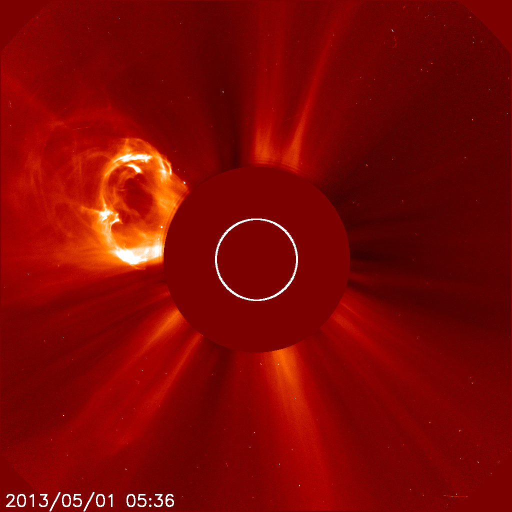 SOHO LASCO C2 footage covering April 30 to May 1, 2013.Credit: SOHO/ESA&NASA