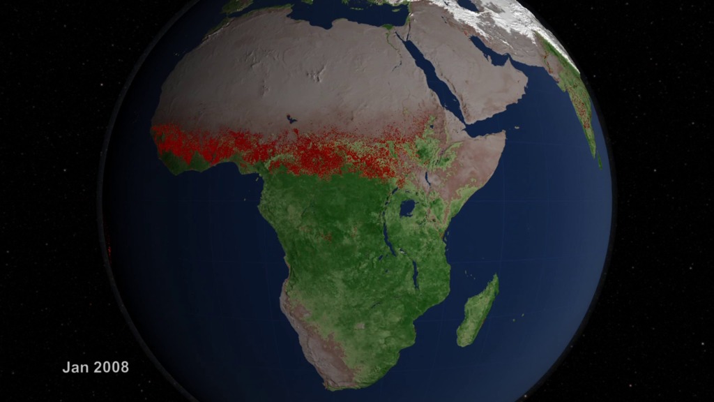 Fire observations from around the world taken over nearly 10 years are shown in this visualization of NASA satellite data.For complete transcript, click here.