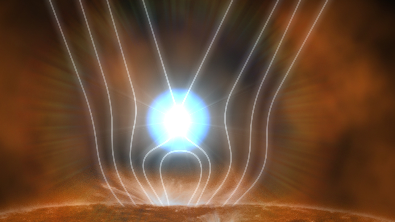 Solar flares produce gamma rays by several processes, one of which is illustrated here. The energy released in a solar flare rapidly accelerates charged particles. When a high-energy proton strikes matter in the sun's atmosphere and visible surface, the result may be a short-lived particle — a pion — that emits gamma rays when it decays.
