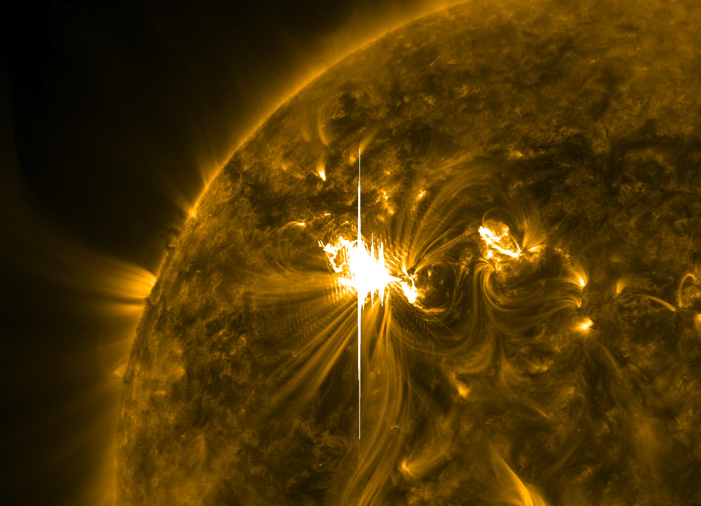 March 7, 2012 X5.4 flare in 171 angstrom extreme ultraviolet light.