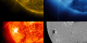 By observing the sun in a number of different wavelengths, NASA's telescopes can tease out different aspects of events on the sun. These four images of a solar flare on Oct. 22, 2012, show from the top left, and moving clockwise: light from the sun in the 171 angstrom wavelength, which shows the structure of loops of solar material in the sun's atmosphere, the corona; light in 335 angstroms, which highlights light from active regions in the corona; a magnetogram, which shows magnetically active regions on the sun; light in the 304 wavelength, which shows light from the region of the sun's atmosphere where flares originate.  Credit: NASA/SDO/GSFC