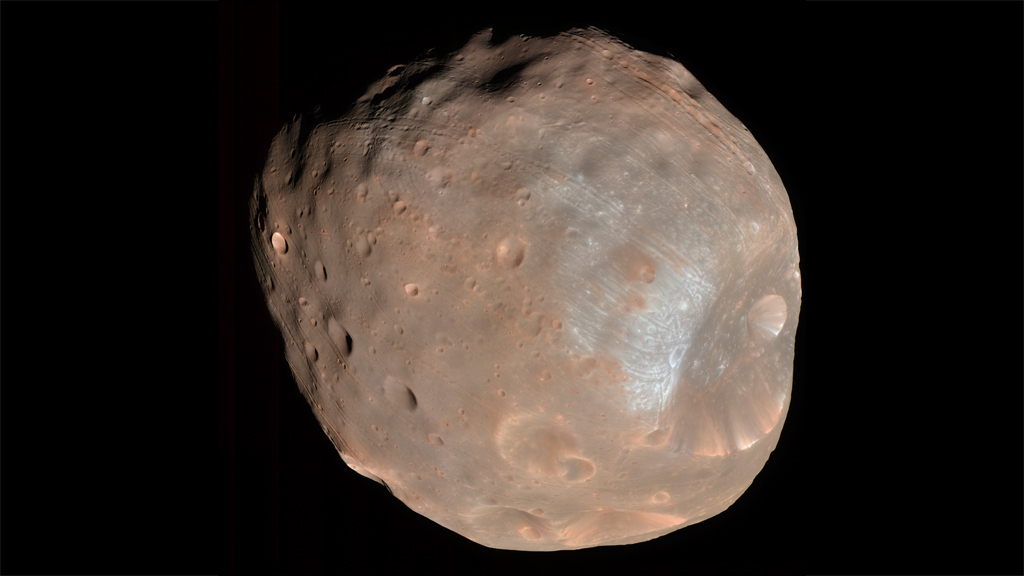 Phobos (above) has a mean radius of 6.9 miles. It is 150-times smaller than Earth's moon.