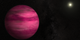 Glowing a dark magenta, the newly discovered exoplanet GJ 504b weighs in with about four times Jupiter's mass, making it the lowest-mass planet ever directly imaged around a star like the sun. Artist's rendering.  Credit: NASA's Goddard Space Flight Center/S. Wiessinger
