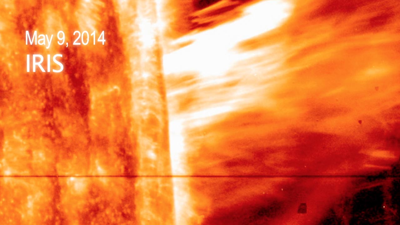 A coronal mass ejection burst off the side of the sun on May 9, 2014. The giant sheet of solar material erupting was the first CME seen by NASA's Interface Region Imaging Spectrograph, or IRIS. The field of view seen here is about five Earth's wide and about seven and a half Earth's tall.Watch this video on the NASAexplorer YouTube channel.For complete transcript, click here.