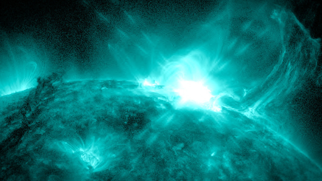 The solar flare produced a flash of light (above) that lasted 25 minutes.