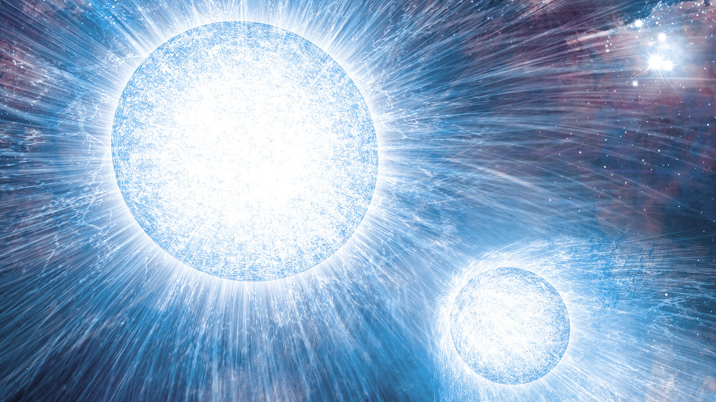 Scientists observe colliding stellar winds from two colossal stars.