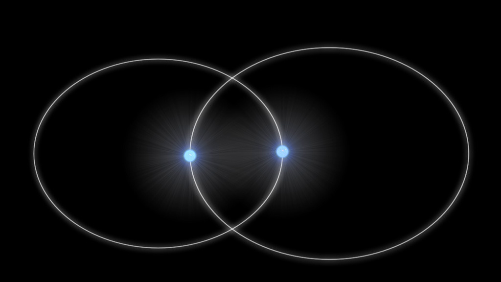 This illustration shows the highly eccentric orbits of the two stars found in Cygnus OB2 #9.