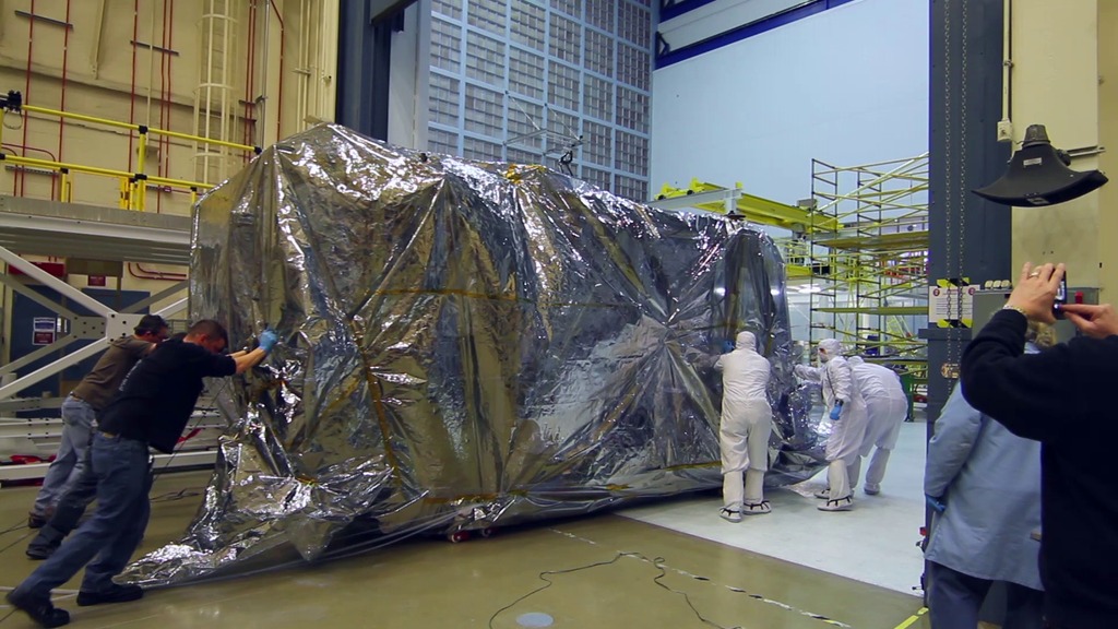 A produced video showing engineers at NASA Goddard Space Flight Center lifting the Webb Telescope's instruments and their support structure out of the Space Environment Simulator after completing it's last cryogenic test before installation into the telescope