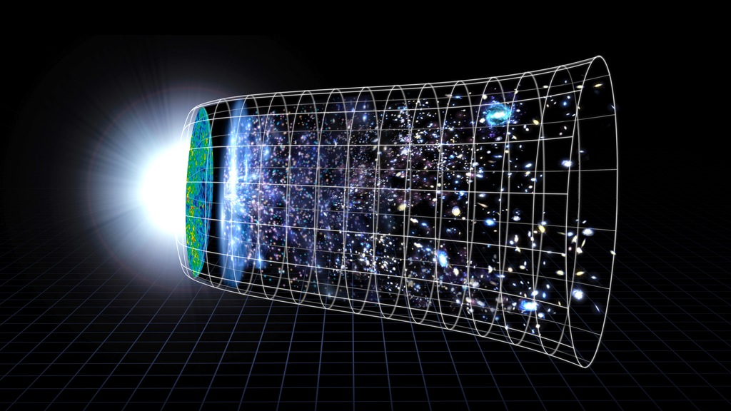 Animated still image depicting the expansion history of the universe.