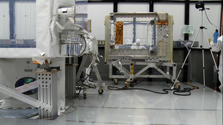Time-lapse of the Neutron star Interior Composition Explorer (NICER) range of motion test was taken on April 11, 2016, at NASA's Goddard Space Flight Center in Greenbelt, Maryland.
