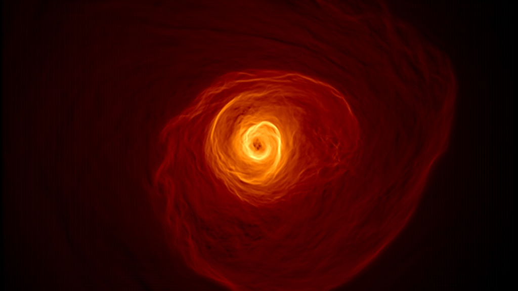 A wave spanning 200,000 light-years is rolling through the Perseus galaxy cluster, according to observations from NASA's Chandra X-ray Observatory coupled with a computer simulation. The simulation shows the gravitational disturbance resulting from the distant flyby of a galaxy cluster about a tenth the mass of the Perseus cluster. The event causes cooler gas at the heart of the Perseus cluster to form a vast expanding spiral, which ultimately forms giant waves lasting hundreds of millions of years at its periphery. Merger events like this are thought to occur as often as every three to four billion years in clusters like Perseus.Credit: NASA's Goddard Space Flight CenterMusic: "The Undiscovered" from Killer TracksWatch this video on the NASA Goddard YouTube channel.Complete transcript available.