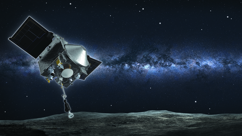 TAGSAM Banner ImageCredit: NASA/Goddard/University of Arizona This image shows an artist’s rendering of the OSIRIS-REx spacecraft collecting a sample of material from Bennu’s surface in 2023.